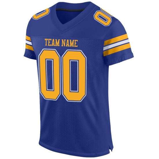 Authentic Gold-White Jersey Custom Royal Mesh Football