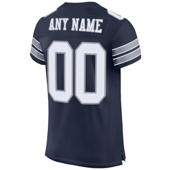 Jersey Authentic White-Light Navy Mesh Football Gray Custom