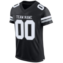 White-Silver Authentic Custom Black Mesh Jersey Football
