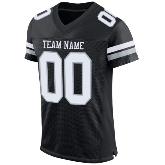 White-Silver Authentic Custom Black Mesh Jersey Football White-Silver Authentic Custom Black Mesh Jersey Football