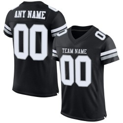 White-Silver Authentic Custom Black Mesh Jersey Football