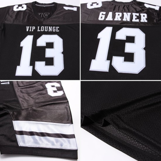 White-Silver Authentic Custom Black Mesh Jersey Football White-Silver Authentic Custom Black Mesh Jersey Football