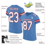 Authentic Mesh White-Red Light Blue Jersey Football Custom Authentic Mesh White-Red Light Blue Jersey Football Custom
