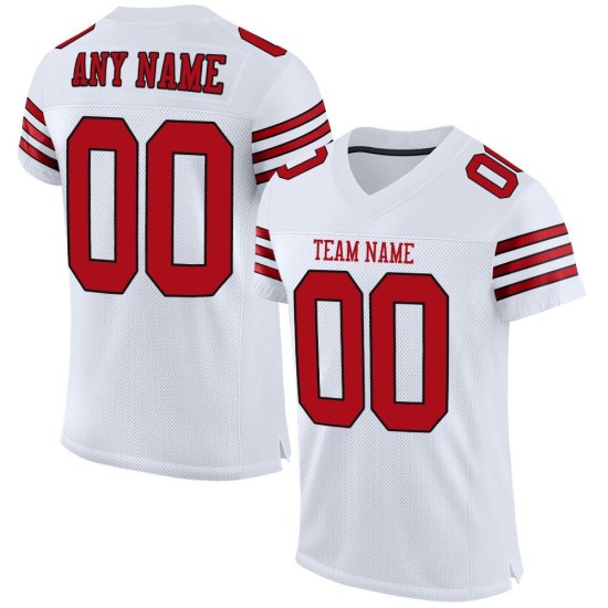 Football Authentic Custom Jersey Red-Black Mesh White