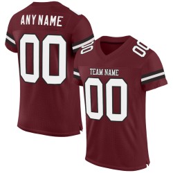 Custom Jersey Authentic White-Black Mesh Football Burgundy