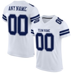 Navy-White Mesh Jersey Authentic Custom White Football