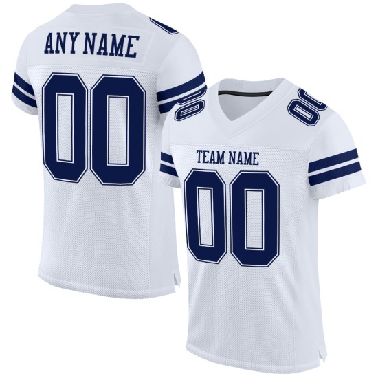 Navy-White Mesh Jersey Authentic Custom White Football Navy-White Mesh Jersey Authentic Custom White Football