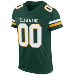 Football Authentic Custom Green White-Gold Jersey Mesh Football Authentic Custom Green White-Gold Jersey Mesh