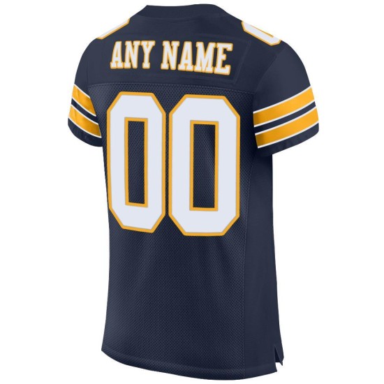 Mesh Authentic Jersey Football White-Gold Custom Navy