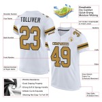 White Authentic Custom Old Jersey Gold-Black Football Mesh