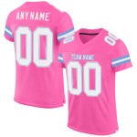 Pink Football Blue Mesh White-Light Custom Jersey Authentic
