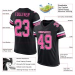 Black Jersey Football Mesh Pink-White Custom Authentic
