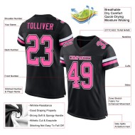 Black Jersey Football Mesh Pink-White Custom Authentic Black Jersey Football Mesh Pink-White Custom Authentic