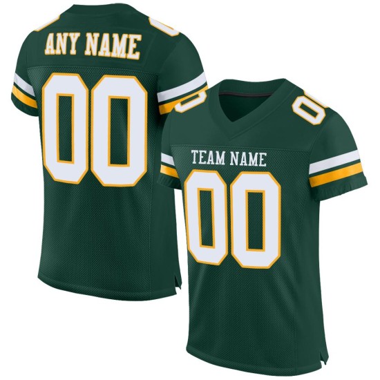 Football Authentic Custom Green White-Gold Jersey Mesh