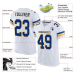 Football Authentic White Custom Mesh Jersey Royal-Gold
