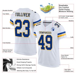 Football Authentic White Custom Mesh Jersey Royal-Gold