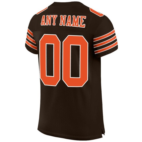 Jersey Custom Mesh Authentic Orange-White Football Brown