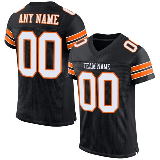 Authentic Custom Jersey White-Orange Football Black Mesh