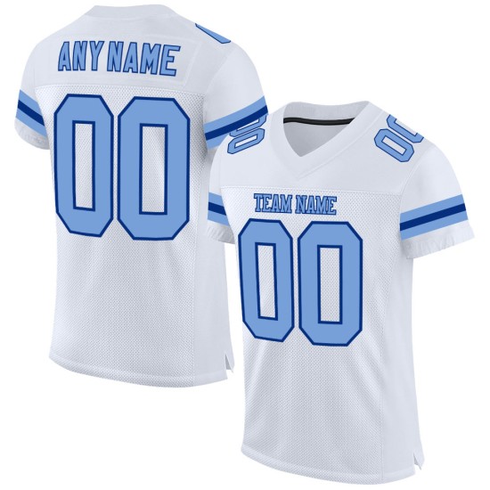 Light White Mesh Blue-Royal Authentic Football Jersey Custom