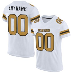White Authentic Custom Old Jersey Gold-Black Football Mesh