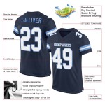 Navy Authentic White-Light Mesh Jersey Custom Football Blue
