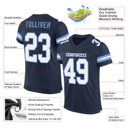 Navy Authentic White-Light Mesh Jersey Custom Football Blue Navy Authentic White-Light Mesh Jersey Custom Football Blue