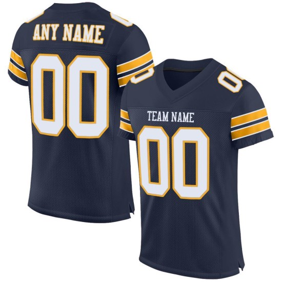 Mesh Authentic Jersey Football White-Gold Custom Navy