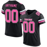 Black Jersey Football Mesh Pink-White Custom Authentic
