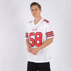 Football Authentic Custom Jersey Red-Black Mesh White