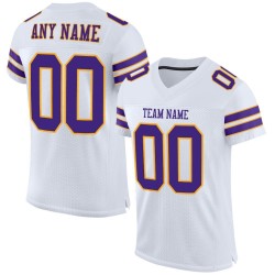 Custom Football Mesh Purple-Gold Jersey Authentic White