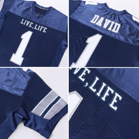 Jersey Authentic White-Light Navy Mesh Football Gray Custom