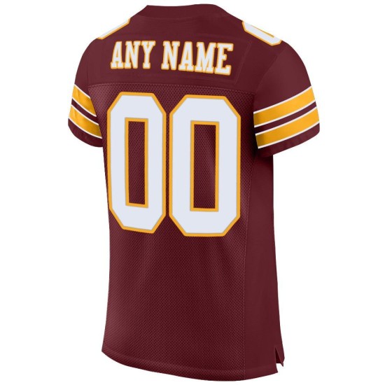Mesh Football Jersey Authentic Custom White-Gold Burgundy