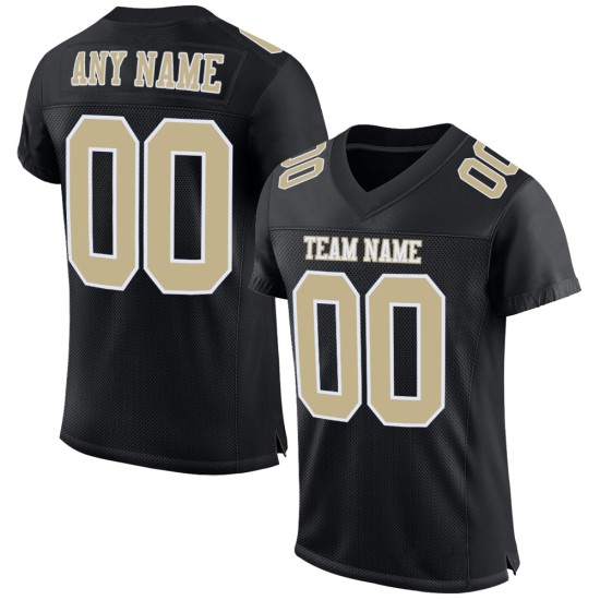 Vegas Football Gold-White Authentic Custom Black Mesh Jersey