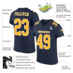 Navy Mesh Jersey Football Gold-White Custom Authentic