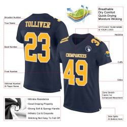 Navy Mesh Jersey Football Gold-White Custom Authentic Navy Mesh Jersey Football Gold-White Custom Authentic
