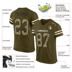 Football Mesh Authentic Jersey To Camo-Black Service Olive Custom Salute Football Mesh Authentic Jersey To Camo-Black Service Olive Custom Salute