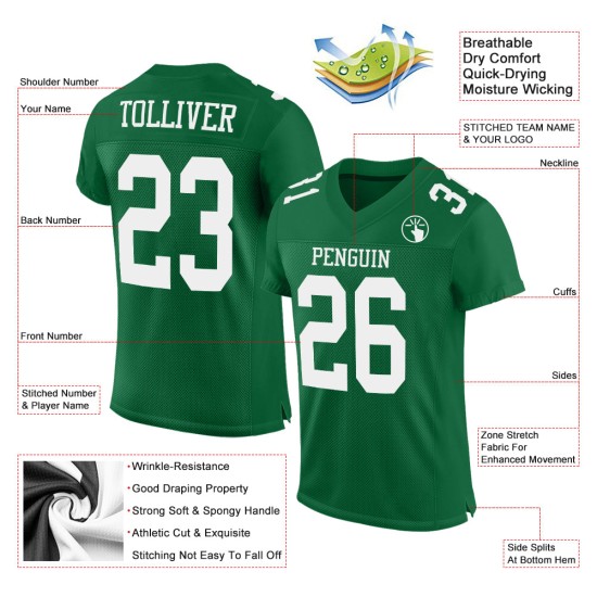 White Authentic Green Kelly Mesh Jersey Football Custom White Authentic Green Kelly Mesh Jersey Football Custom
