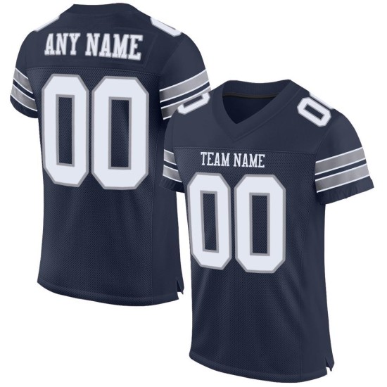 Jersey Authentic White-Light Navy Mesh Football Gray Custom