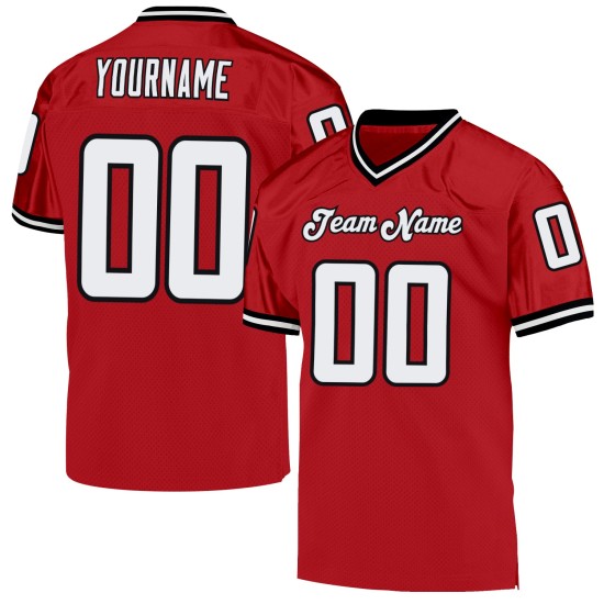 Throwback Football Red White-Black Jersey Authentic Mesh Custom