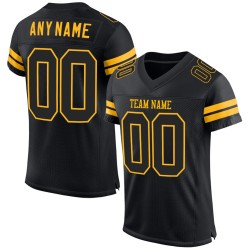 Football Jersey Black-Gold Black Authentic Custom Mesh