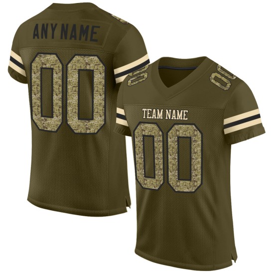Football Mesh Authentic Jersey To Camo-Black Service Olive Custom Salute