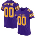 Authentic Football Custom Jersey Purple Mesh Gold-White