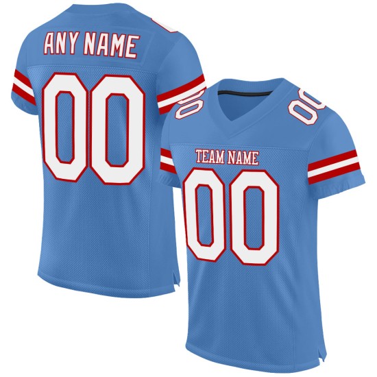 Authentic Mesh White-Red Light Blue Jersey Football Custom Authentic Mesh White-Red Light Blue Jersey Football Custom