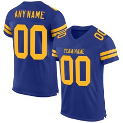 Custom Football Authentic Mesh Gold Royal Jersey