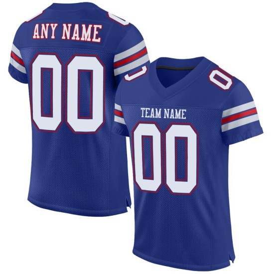 Authentic Custom Mesh Football White-Red Royal Jersey