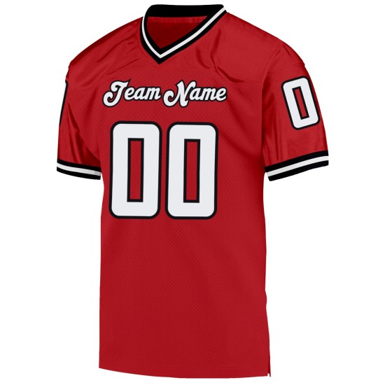 Throwback Football Red White-Black Jersey Authentic Mesh Custom