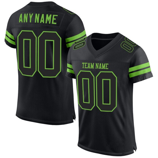 Football Green Black-Neon Mesh Custom Jersey Authentic Black