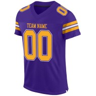 Authentic Football Custom Jersey Purple Mesh Gold-White Authentic Football Custom Jersey Purple Mesh Gold-White
