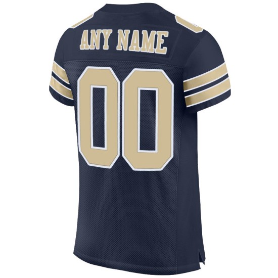 Custom Jersey Football Gold-White Mesh Navy Vegas Authentic