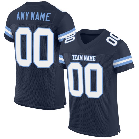 Navy Authentic White-Light Mesh Jersey Custom Football Blue